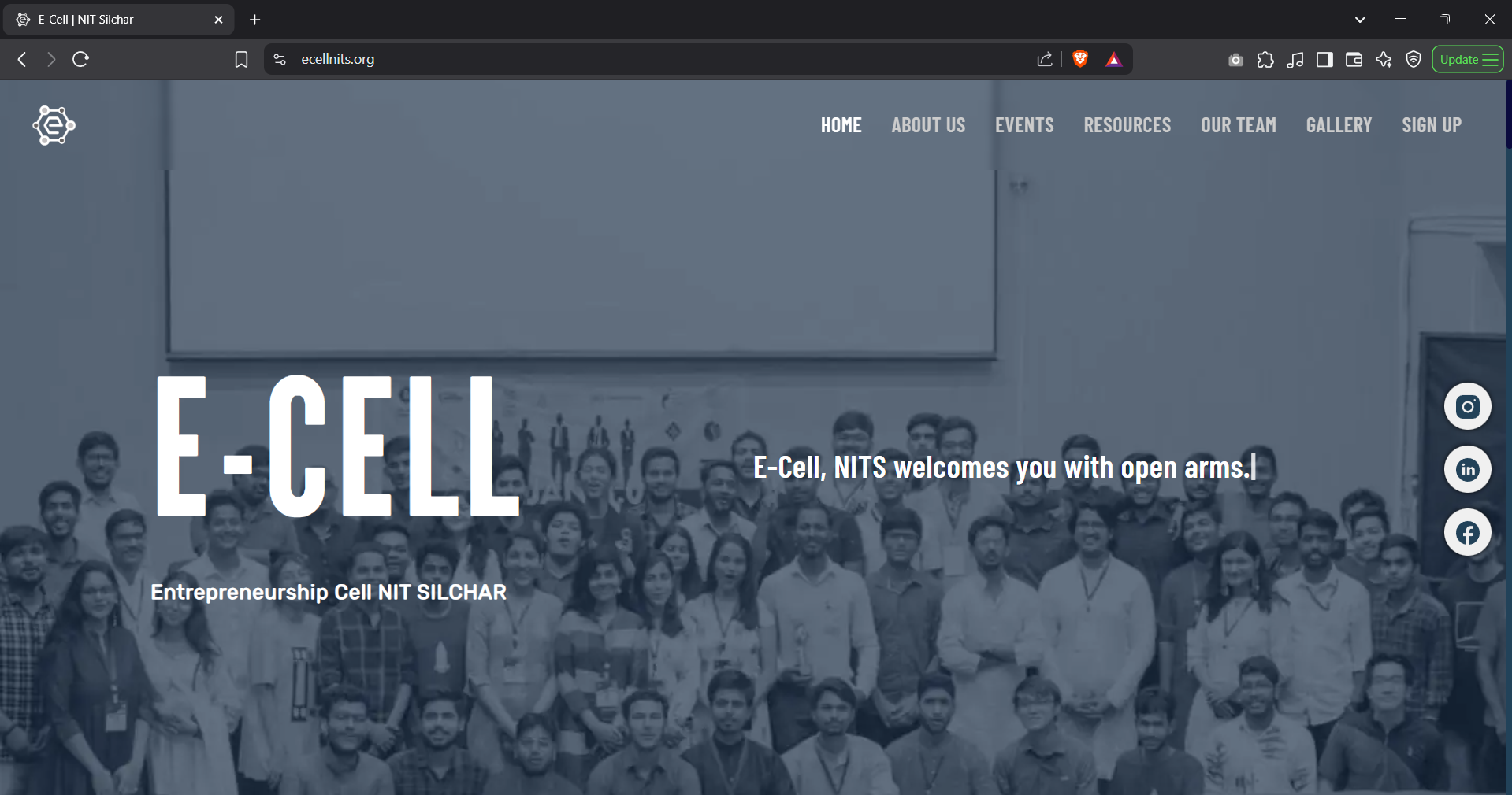 E-Cell NIT Silchar official website homepage